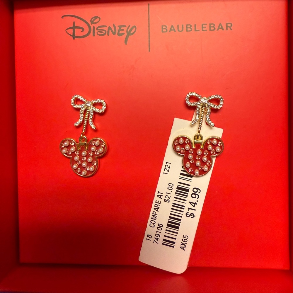 BaubleBar Red and Gold Mickey Earrings